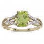 10k Yellow Gold Oval Peridot And Diamond Ring