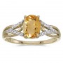 10k Yellow Gold Oval Citrine And Diamond Ring