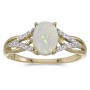 14k Yellow Gold Oval Opal And Diamond Ring