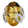 14K White Gold Large 14 x 10 mm Oval Citrine and Diamond Semi Precious Fashion R