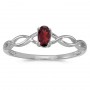 14k White Gold Oval Garnet Ring