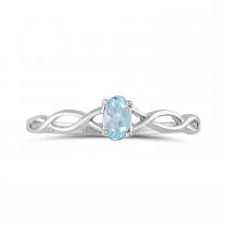 14k White Gold Oval Aquamarine Ring