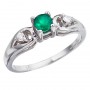 14K White Gold Round Emerald and Diamond Ring