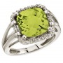 14K White Gold 10 mm Peridot and Diamond Rope Ring