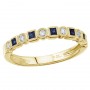 14K Yellow Gold Stackable Princess Sapphire and Diamond Band Ring