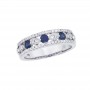 14K White Gold Precious Round Sapphire and Diamond Ring Band