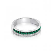 14k Double Row Precious and Diamond Band