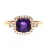 14K Rose Gold 7mm Cushion Amethyst and .16 Ct Diamond Fashion Ring