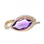14K Rose Gold 12x6 mm Side set Marquise Amethyst with Diamonds Semi Precious Rin