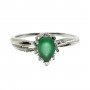 14K White Gold Precious 7x5 Pear Shape Emerald Ring