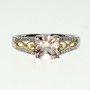 14K Two Tone White and Yellow Gold 6mm Cushion Morganite and Diamond Fashion Rin