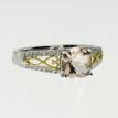 14K Two Tone White and Yellow Gold 6mm Cushion Morganite and Diamond Fashion Rin
