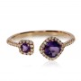 14K Rose Gold Offset 6mm and 4mm Cushion Amethyst and Diamond Semi precious Fash