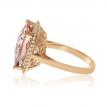 14K Rose Gold 12 mm Cushion Morganite and Diamond Large Fashion Ring