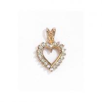 14K Yellow Gold Diamond Heart Pendant