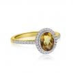 14K Yellow Gold Oval Bezel Citrine and Diamond Semi Precious Ring