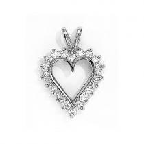 14K White Gold Diamond Heart Pendant