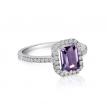 14K White Gold Octagon Amethyst and Diamond Semi Precious Ring