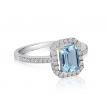 14K White Gold Octagon Blue Topaz and Diamond Semi Precious Ring