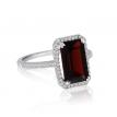 14K White Gold Large Octagon Garnet and Diamond Semi Precious Ring