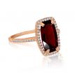 14K Rose Gold Octagon Cushion Garnet and Diamond Semi Precious Ring