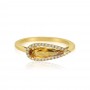 14K Yellow Gold Elongated Pear Citrine and Diamond Semi Precious Ring