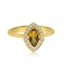 14K Yellow Gold Marquise Citrine and Diamond Halo Semi Precious Ring