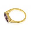 14K Yellow Gold Elongated Oval Amethyst and Diamond Semi Precious Fashion Ring