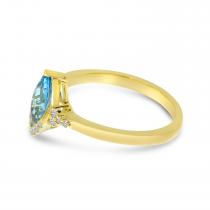 14K Yellow Gold Blue Topaz Marquis Semi-Precious Ring