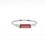 14K White Gold Rectangular Garnet and Diamond Semi Precious Ring