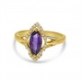 14K Yellow Gold Marquise Amethyst and Diamond Semi Precious Ring