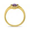 14K Yellow Gold Marquise Amethyst and Diamond Semi Precious Ring