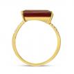 14K Yellow Gold Baguette Garnet Duo and Diamond East West Semi Precious Ring