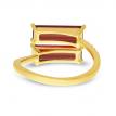 14K Yellow Gold Baguette Garnet Duo and Diamond East West Semi Precious Ring