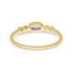 14K Yellow Gold Oval Amethyst and Diamond Stackable Semi Precious Ring