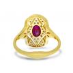 14K Yellow Gold Oval Ruby and Diamond Art Deco Rectangular Ring