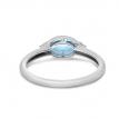 14K White Gold Oval Blue Topaz and Diamond East West Semi Precious Ring