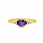 14K Yellow Gold Pear Amethyst East West Semi Precious Ring