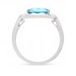 14K White Gold Elongated Cushion Blue Topaz and Diamond East West Semi Precious