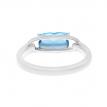 14K White Gold Elongated Cushion Blue Topaz and Diamond East West Semi Precious