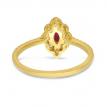 14K Yellow Gold Marquise Ruby and Round Diamonds Precious Beaded Ring