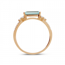14K Rose Gold East West Octagon Blue Topaz and Diamond Semi Precious Ring