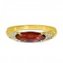 14K Yellow Gold East West Marquise Garnet and Diamond Semi Precious Ring