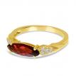 14K Yellow Gold East West Marquise Garnet and Diamond Semi Precious Ring