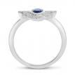 14K White Gold Precious Oval Sapphire and Diamond Art Deco Ring