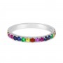 14K White Gold Genuine Rainbow Sapphire Band