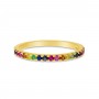 14K Yellow Gold Genuine Rainbow Sapphire Band