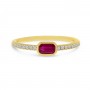 14K Yellow Gold East West Octagon Ruby and Diamond Precious Ring
