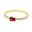 14K Yellow Gold East West Octagon Ruby and Diamond Precious Ring