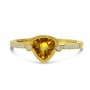 14K Yellow Gold Trillion Citrine and Diamond Millgrain Semi Precious Ring